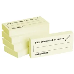 BIZSTIX Haftnotizen bedruckt 1301010111, Business Haftnotizen 1301010111, 75x35mm (HxB), gelb, Bitte unterschreiben und an... weiterlei 500 Blatt