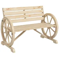 Outsunny Gartenbank 2-Sitzer Sitzbank Holzbank Wagenrad-Design bis 240 kg
