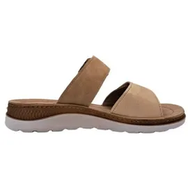 ROHDE Damen Pantolette mit schöner Zierschnalle und Klettverschluss Baviera 1301, Größe:38 EU, Farbe:Beige - 38