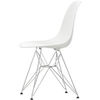 Vitra - Eames Plastic Side Chair DSR, verchromt / weiß (Kunststoffgleiter basic dark)