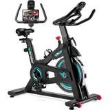 Wenoker Heimtrainer Fahrrad, Leises Hometrainer Ergometer mit LCD-Monitor, Hometrainer Fahrrad mit Tablet-Halter, Spinning Bike Indoor für Kardio-Training zu Hause, Bis 140KG