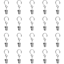 Gardinenstange LICHTBLICK ORIGINAL "Seilhaken mit Klammer für Seilspanngarnitur, Gardinenklammern Clips", silber (edelstahlfarben), L:5,7cm, Metall, Gardinenstangen, Klammerhaken für Seilspanngarnituren mit Ringen zum einhängen.