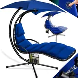 Kesser KESSER® Schwebeliege mit Sonnenschirm, Hängeliege Sonnenliege H200, L194, B100 cm, Relaxliege, Schaukelliege Hängematte bis 120 kg belastbar , Schaukelliege, Auflagen - Nackenkissen