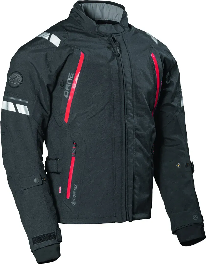 DANE Elling wasserdichte Motorrad Textiljacke, schwarz-rot, Größe 50 für Männer
