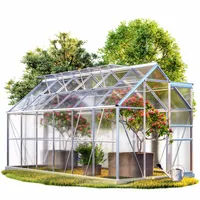 Gardebruk® Aluminium Gewächshaus 7,2m2 mit Fundament 380x190cm inkl 4 Dachfenster Treibhaus Garten Frühbeet Aufzucht 11,73m3