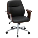 miliboo Design-Bürostuhl schwarz und dunkles Holz RUFIN