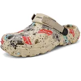 SECHRITE Gartenschuhe Herren Clogs - Herren Gartenclogs Männer Leicht Hausschuhe Atmungsaktiv Clogs Strand Dusche Schuhe Freizeitschuhe Khaki 47 EU - 47 EU