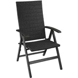 Tectake tectake® Rattanstuhl, mit Aluminiumgestell, wetterfest und UV-beständig, 58 x 72 x 108 cm
