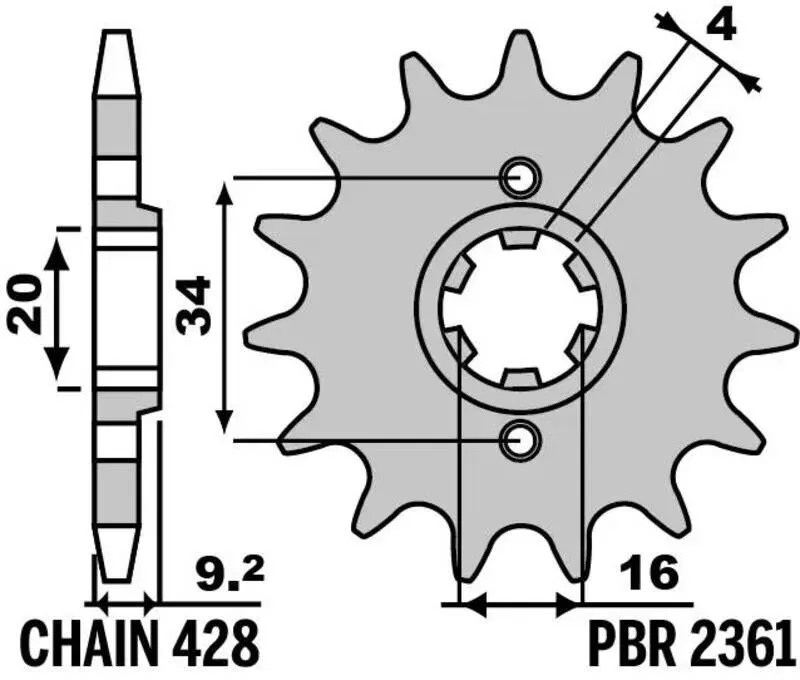 PBR Stahlstandard-Vorderzahnrad – 428