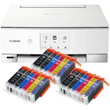 IC-Office TS8351a Farbtintenstrahl-Multifunktionsgerät All-in-One 3-in-1 (Drucker, Scanner, Kopierer, CD-Druck, USB, WLAN, Apple AirPrint, SD-Karte) Weiß + 18 XXL Tintenpatronen