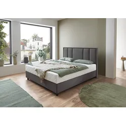 Boxbett "ARLA", grau (dunkelgrau), B:165cm L:213cm, ATLANTIC HOME COLLECTION, Komplettbetten, Boxspringbett, mit Taschen-Federkernmatratze und Bettkasten