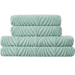 Handtuch Set KLEINE WOLKE "Leaf", grün (maledivia), B:50cm L:100cm, Frottier, Baumwolle, Handtücher (Packung), Uni Farben, Handtücher, Duschtücher, Bordüre, weich