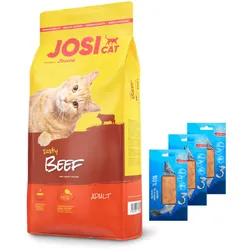 JOSERA JosiCat Tasty Beef 18kg + Love4Pet Lachsfilet 3x30g Lachsfilet