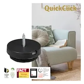 QuickClick Wagner QuickClick® Filzgleiter Möbelgleiter Stuhlgleiter 4er-Set zum Anschrauben - 4X Basis+Schraube+Gleiteinsatz austauschbar - Filz robust Natural - Durchmesser Ø 30 mm - Made in DE - 15785300