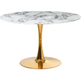 Beliani Esszimmertisch Weiß / Gold Marmor Optik Rund 120 cm MDF-Platte Metall Modern Minimalistisch