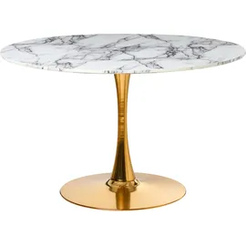 Beliani Esszimmertisch Weiß / Gold Marmor Optik Rund 120 cm MDF-Platte Metall Modern Minimalistisch