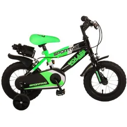 Volare Sportivo Kinderfahrrad - Jungen - 12 Zoll - Neongrün Schwarz - Zwei 12