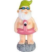 Brubaker FKK Gartenzwerg mit Flamingo Schwimmring - Zwerg Nackt