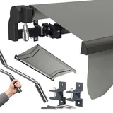 STEELSØN Kestria Markise für Balkon/Dachterrasse/Garten 200x150 cm – Gelenkarmmarkise Blickdicht & wetterfest – Außenrollo mit Kurbel aus Kunststoffgewebe – Sonnenmarkise mit Wandhalterung Grau