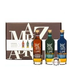 Marzadro Geschenkset Riserve Grappa Diciotto Lune Botte Porto, Rum & Whisky