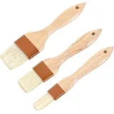3 Stück Backpinsel Holz, BBQ Pinsel Naturborsten Küchenpinsel Ölpinsel Brotpinse
