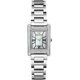 Emporio Armani Quarzuhr EMPORIO ARMANI Armbanduhren silberfarben Damen Armbanduhr, Damenuhr, Edelstahlarmband, analog, Glassteine