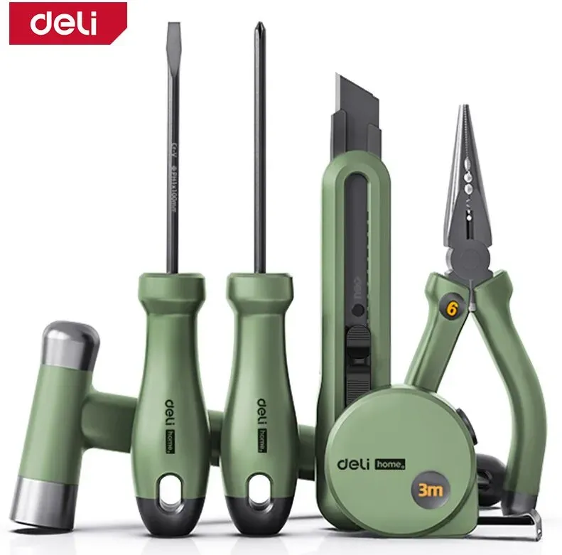 Deli Haushaltsserie 6-teiliges Handwerker-Set, Vatertagsgeschenk, zuverlässige Qualität, platzsparende Aufbewahrung, geeignet für schnelle Reparaturen