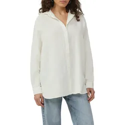 Hemdbluse QS, Damen, Gr. 36, beige (ecru), Web, Obermaterial: 100% Baumwolle, unifarben, casual, oversize, Blusen, aus luftiger Musselinqualität