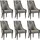 Casa Padrino Luxus Art Deco Esszimmer Stuhl Set Grau / Schwarz 55 x 55 x H. 105 cm - Edles Küchen Stühle 6er Set - Art Deco Esszimmer Möbel