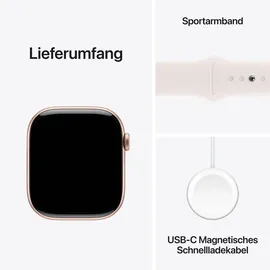 Apple Watch Series 10 GPS + Cellular 46 mm Aluminiumgehäuse roségold Sportarmband blassrosa S/M