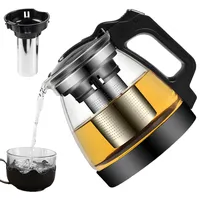 WIYETY Glasteekanne mit Siebaufsatz (2000ml), Teekanne aus Glas mit Herausnehmbarem Sieb, Glasteekanne, Teekanne mit großem Fassungsvermögen, ideal für die Zubereitung von losem Tee, Blumentee
