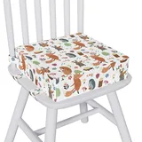 Capslpad Sitzerhöhung Stuhl Kind 32x32x10cm Tragbare Kindersitzerhöhung Rutschfestes Sitzerhöhung Abnehmbar Waschbar Sitzkissen Kinder mit 3 Sicherheits Schnalle für Zuhause Unterwegs-Weiß – Fuchs