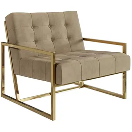 s-style möbel Loungesessel Elfriede Samtstoff 84 x 81 x 89 cm Beige/Gold