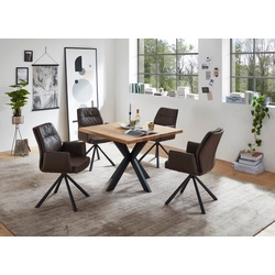 moebel-dich-auf Essgruppe MIRI, (Set, Esstisch mit 4 Stühlen), Eiche massiv, Küchentisch Sitzgruppe braun