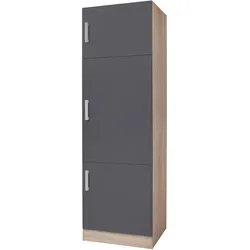 Kühlumbauschrank KOCHSTATION "KS-Toronto, Höhe 200 cm", schwarz (anthrazit, sonomaeiche), B:60cm H:200cm T:58cm, Holzwerkstoff, Schränke