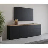 OTTO home Modo 200 x 68 x 34,5 cm Schwarz / Eiche Mauvella