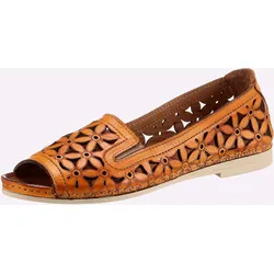 Sandalette GEMINI, Damen, Gr. 37, orange, Glattleder, sportlich, Schuhe Ballerina Peeptoe