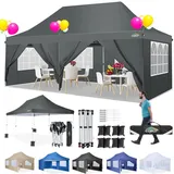 COBIZI Pavillon 3x6,Faltpavillon 3x6 Wasserdicht Stabil, Partyzelt mit 6 Seitenwänden, Upgrade-Hochdach und Tragetasche, Outdoor Pop Up Gartenpavillon für Fest, Hochzeit, Picknick, Markt, UV 50+