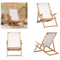 vidaXL Strandstuhl Klappbar Massivholz Teak Creme - Strandstuhl - Strandstühle - Liegestuhl - Liegestühle