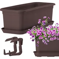 Kadax Blumenkasten mit Untersetzer und Griffen, 40 cm, Braun