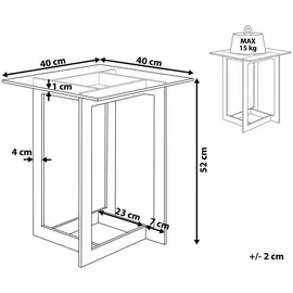 Beliani Beistelltisch Silber Transparent 40 x 40 cm Glasplatte Glänzende Metallgestell Poliert Quadratisch Modern