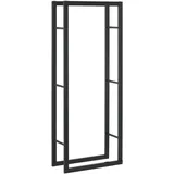 [en.casa] Kaminholzregal Täby Brennholzregal innen außen Metall 60 x 25 x 150 cm Holzunterstand Stapelhilfe für Feuerholz Holzlager Kaminholzständer Schwarz