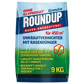 Substral Roundup Rasen-Unkrautfrei Rasendünger, für 450 m2 - 2in1, Unkrautvernichter plus Dünger mit 100 Tage Langzeitwirkung