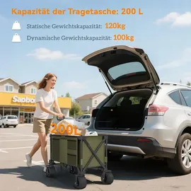 Outsunny Bollerwagen Faltbarer Handwagen bis 120 kg Grün