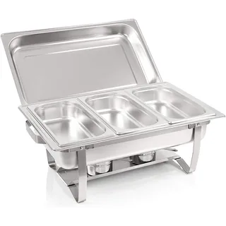 BC-ELEC Speisenwärmer Buffetwärmer 3x GN1/3 bain marie mit Deckel, 60x37x29cm