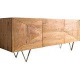 DeLife Design-Sideboard Wyatt 175 cm 3D Optik mittig Akazie Natur Edelstahl