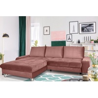 Fun Möbel Couchgarnitur MAXIME Altrosa mit Schlaffunktion Ottomane Links - Rosa