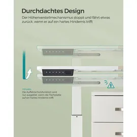 Songmics elektrisch höhenverstellbarer Schreibtisch weiß rechteckig, C-Fuß-Gestell weiß 140,0 x 60,0 cm