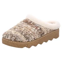 Rohde Damen Clog Warmfutter Pantolette Textil Strickoptik kuschelig Foggia-D 6116, Größe:42 EU, Farbe:Beige - Beige - 42