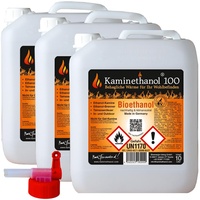 30 L Bioethanol 100% Ethanol 30 Liter Bio Alkohol 10 L Kanister Kamin + Hahn